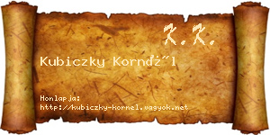 Kubiczky Kornél névjegykártya